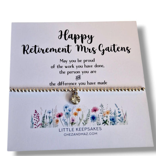 Retirement Bracelet: Silver Plated Heart Charm, Inspirational Gift - Leaving Gift - Retiring - New Chapter