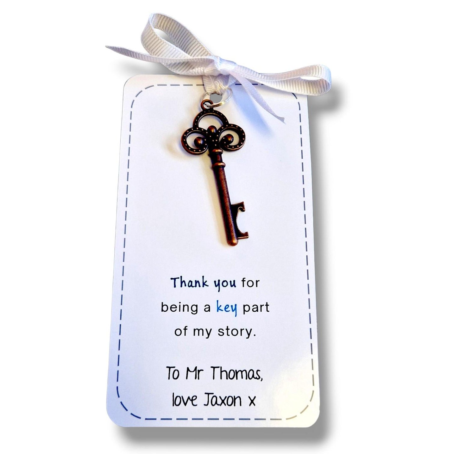 Male Teacher Bottle Opener Keyring with Thank You Card, Teacher Gift | End of Term Teacher Present | Teacher Appreciation Gift Personalised
