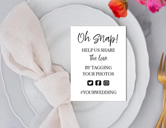 Personalised Wedding QR Code Cards: Capture the Love Photos (7x10 cm A7 Size)