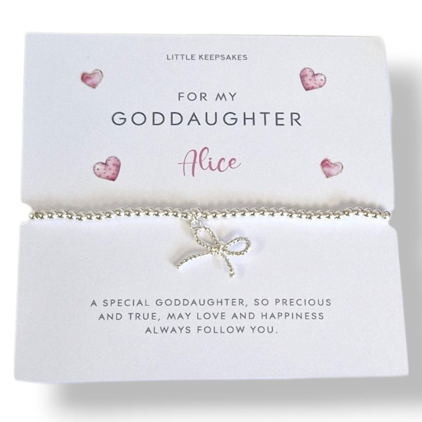 To My Goddaughter Bracelet | Meaningful Gift from Godmother | Keepsake Jewellery - Personalised card