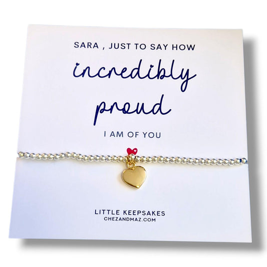 Personalised "Incredibly Proud Of You" Charm Bracelet: Silver Plated Congratulations Gift