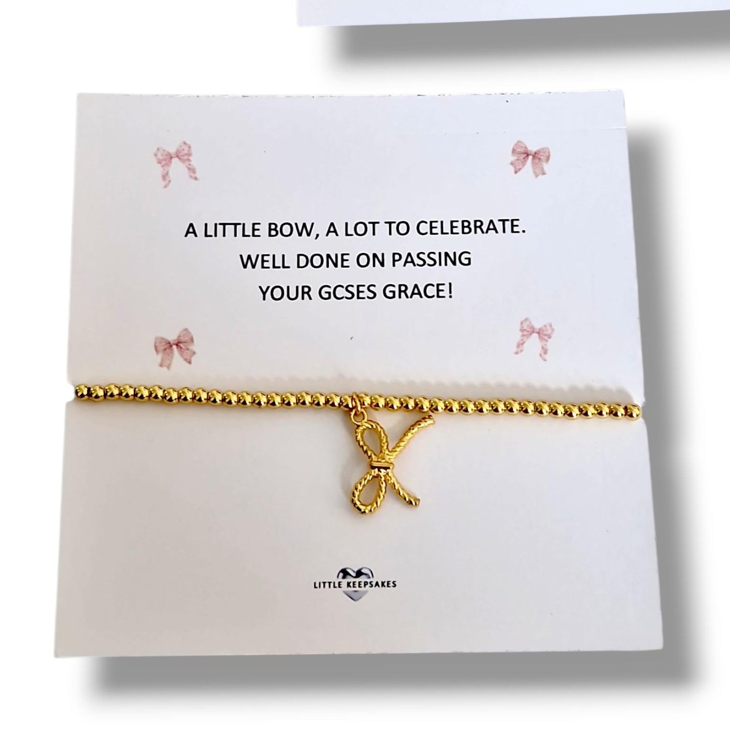 GCSE Congratulations Bracelet, Passed GCSE Gift, Exam Success Gift, Little Bow Wish Bracelet, Well Done Gift, Student Gift, Handmade UK