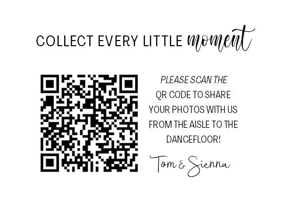 Wedding QR Code Photo Sharing Cards: Personalised Engagement Announcement, Anniversary, (7x10 cm A7 Size) - Capture every little moment