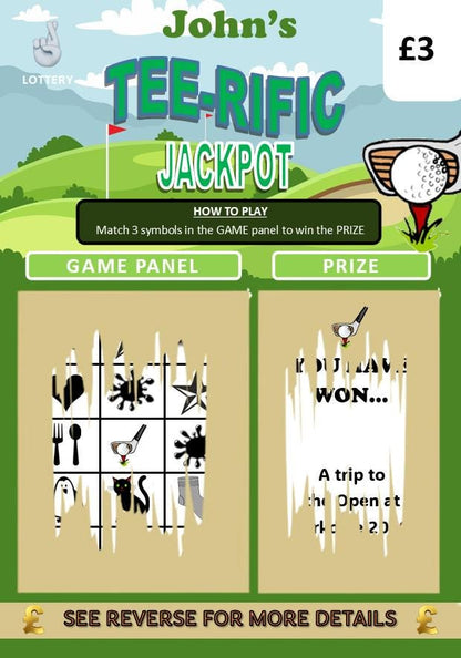 Golf Scratch Off Card: Surprise Gift for Golfers, fun lotto, Personalised, Christmas, Birthday