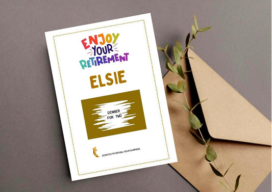 Personalised Retirement Scratch Off Card: Surprise Reveal Gift