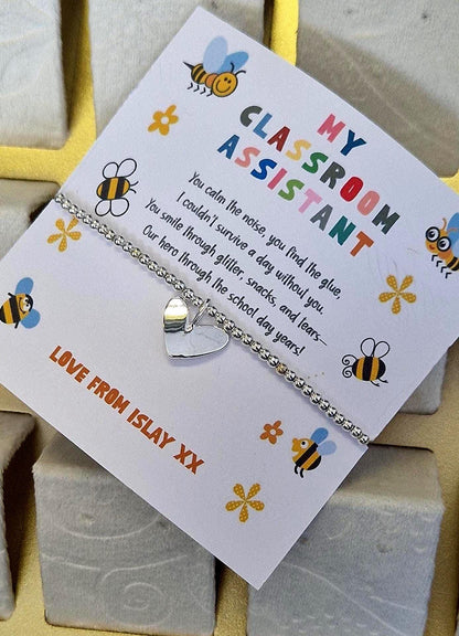 Personalized Silver Plated LSA Bracelet: Classroom Assistant Gift