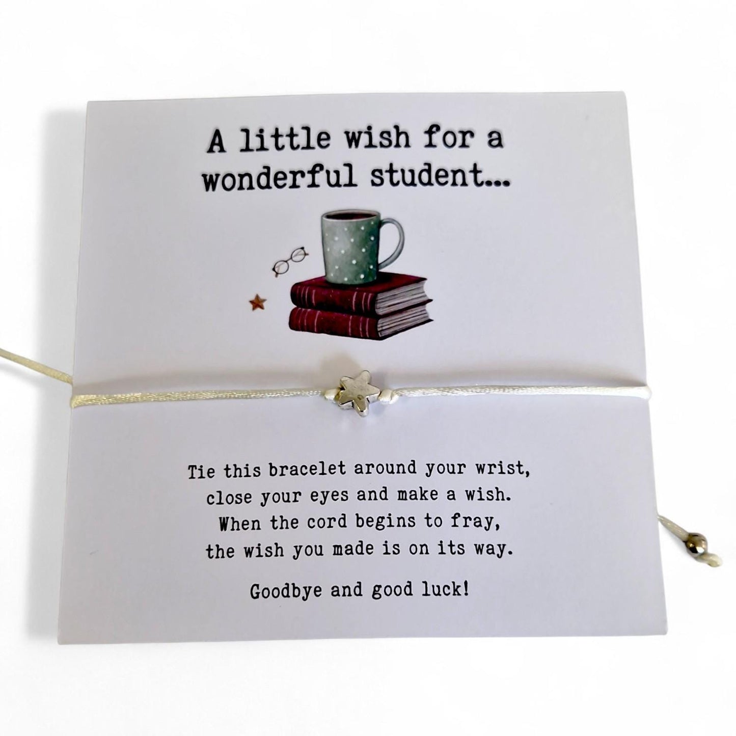 A Little Wish for a Wonderful Student Bracelet | Student Gift | Exam Good Luck Gift | Inspirational Wish Bracelet Class of 2026 - Bulk