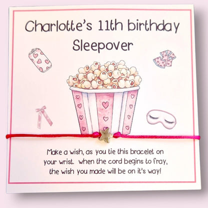 Sleepover Squad Birthday Wish Bracelet: Personalised Party Favour - Guest Gift - Friends