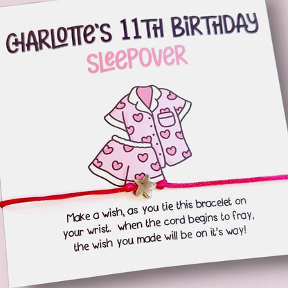 Sleepover Squad Birthday Wish Bracelet: Personalised Party Favour - Guest Gift - Friends