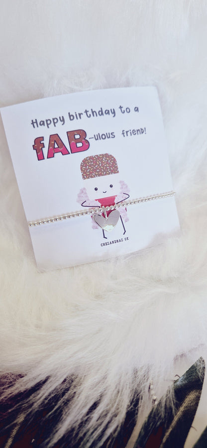 Happy Birthday to a FAB-ulous friend I  Fab Bracelet I Birthday Gift I Milestone Birthdays I Funny, Charm Bracelet