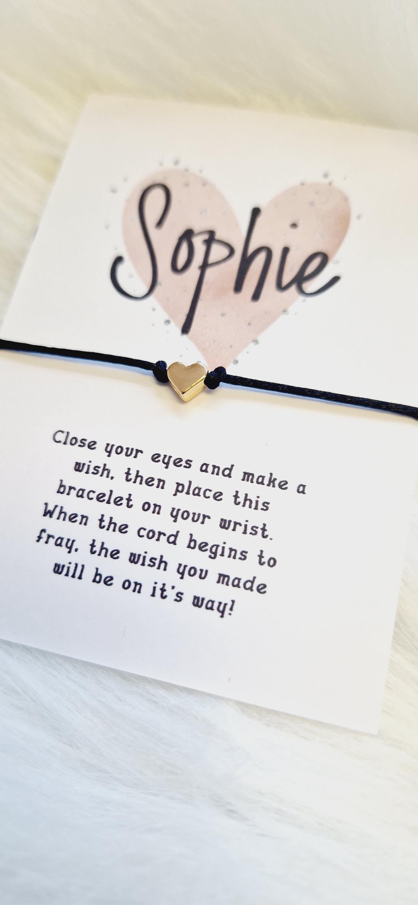 Personalized Wish Bracelet: Rose Gold Heart, Friendship Gift