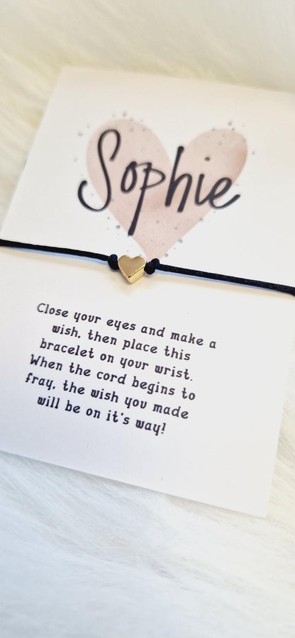 Personalized Wish Bracelet: Rose Gold Heart, Friendship Gift