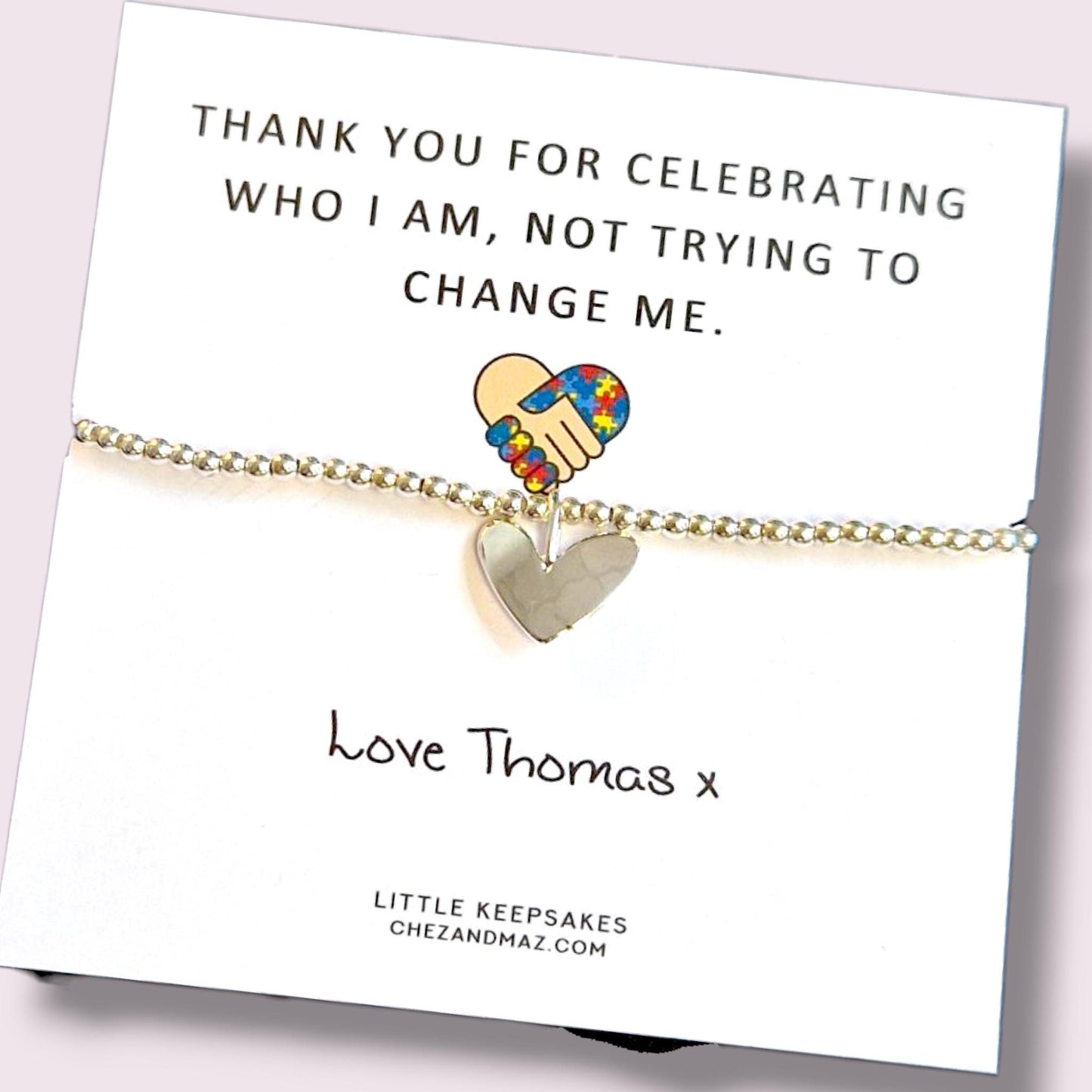 Autism Teacher Appreciation Bracelet: Silver Plated Thank You Gift