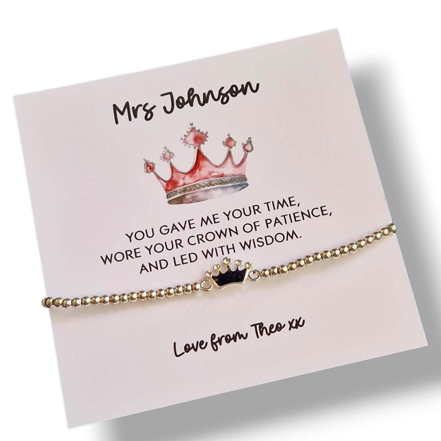 Personalized Teacher Thank You Gift: Silver Charm Bracelet