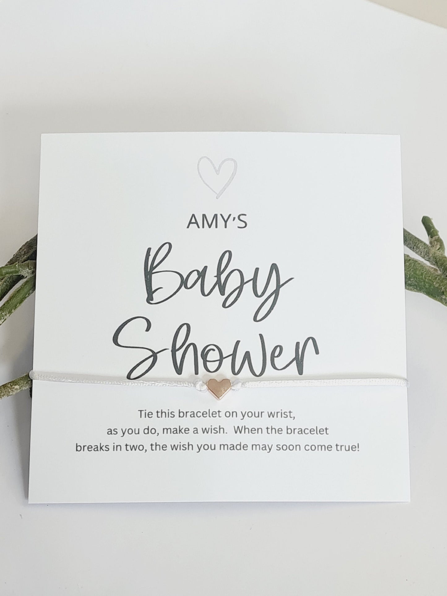 Personalised Baby Shower Wish Bracelet: Heart Charm, Mummy To Be Gift