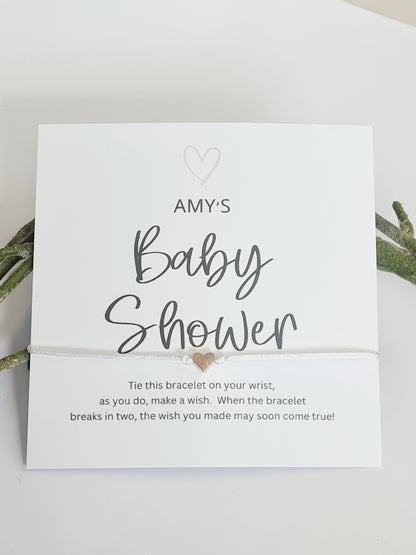 Personalised Baby Shower Wish Bracelet: Heart Charm, Mummy To Be Gift