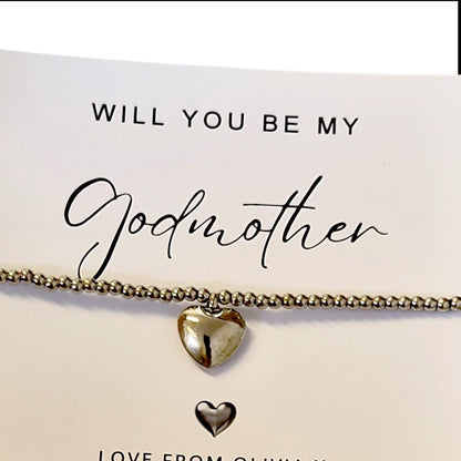 Will you be my  - our Godmother, Personalised, Guide mother, Fairy Godmother Bracelet: Charm, Custom Jewellery Gift - Guardian, Guide mother