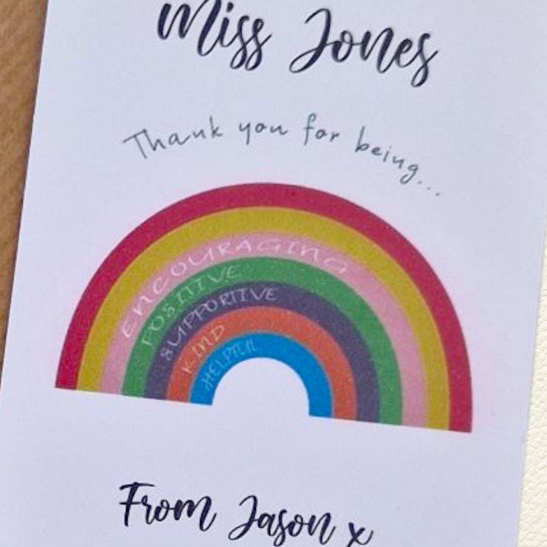 Rainbow Keychain for Teachers Macrame – Appreciation Gift – End of Year Present – Teacher Love Thank You Present - Personalised card