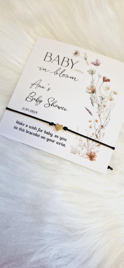 Baby in Bloom- Personalised Baby Shower Wish Bracelet, Mummy to Be, Charm String Bracelet, Personalised Gift -Celebrating Baby - Aqiqah -981
