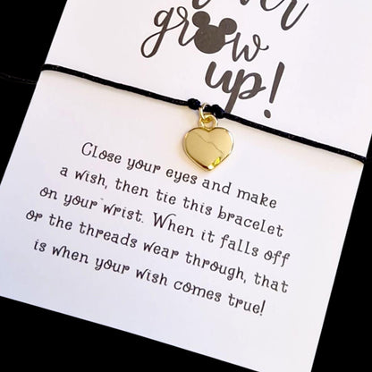 Wish Bracelet – Never Grow Up key to life quote | Inspirational Gift | Disney-Inspired Bracelet | Graduation or Motivation Gift - Charm-Fun