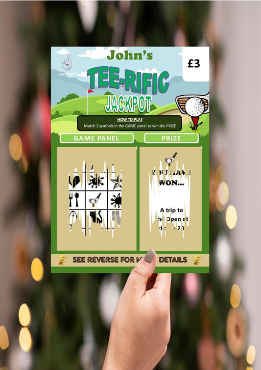 Golf Scratch Off Card: Surprise Gift for Golfers, fun lotto, Personalised, Christmas, Birthday