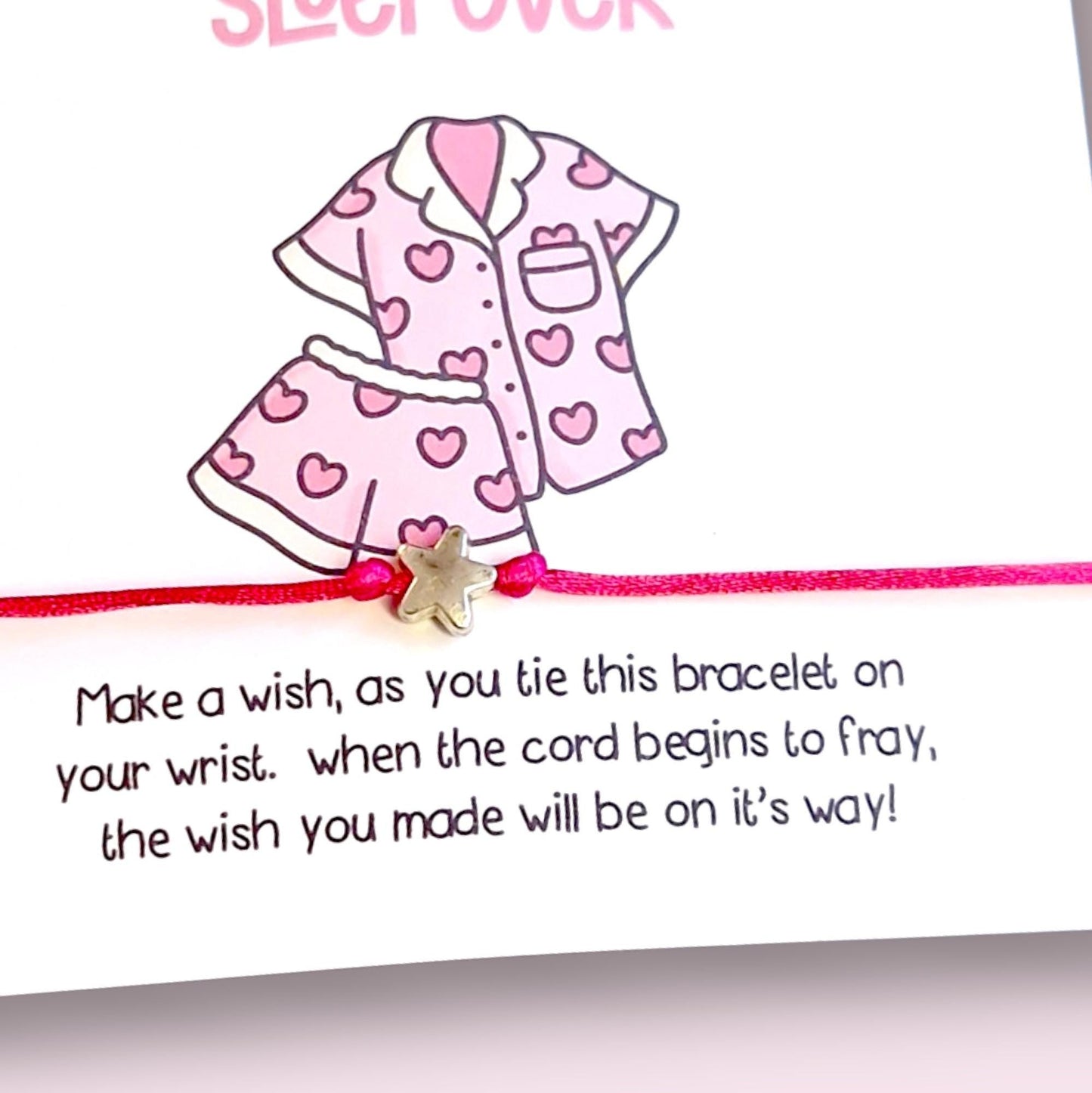 Sleepover Squad Birthday Wish Bracelet: Personalised Party Favour - Guest Gift - Friends