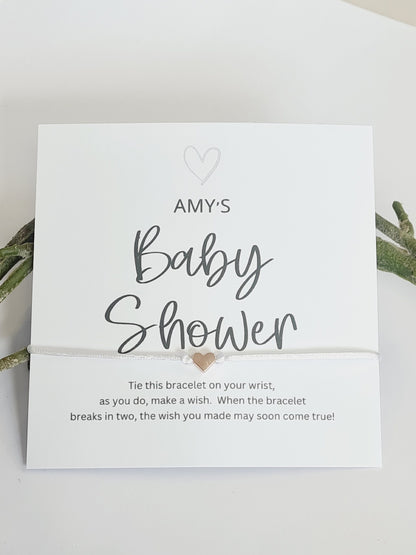 Personalised Baby Shower Wish Bracelet: Heart Charm, Mummy To Be Gift