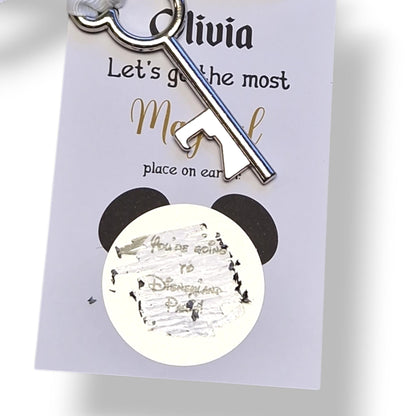 Disneyland Paris, Disneyworld, Surprise Reveal Scratch Off – Metal Mickey Key Holiday Announcement, Magical Gift, Christmas, Birthday
