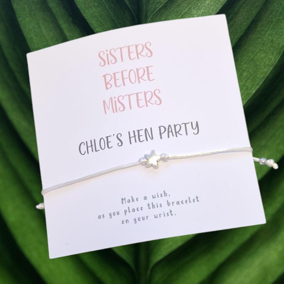 Sisters before Misters Hen Party I Team Bride I Bride Squad IWish Bracelets I Personalised I Goodie Bag Filler I Hen Weekend I Hen Do I sb4