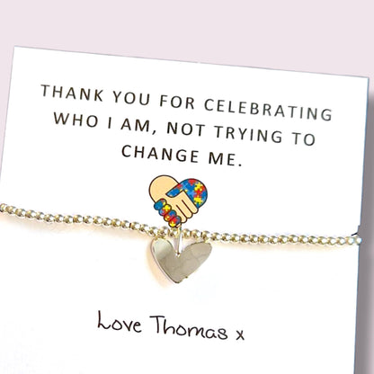 Autism Teacher Appreciation Bracelet: Silver Plated Thank You Gift