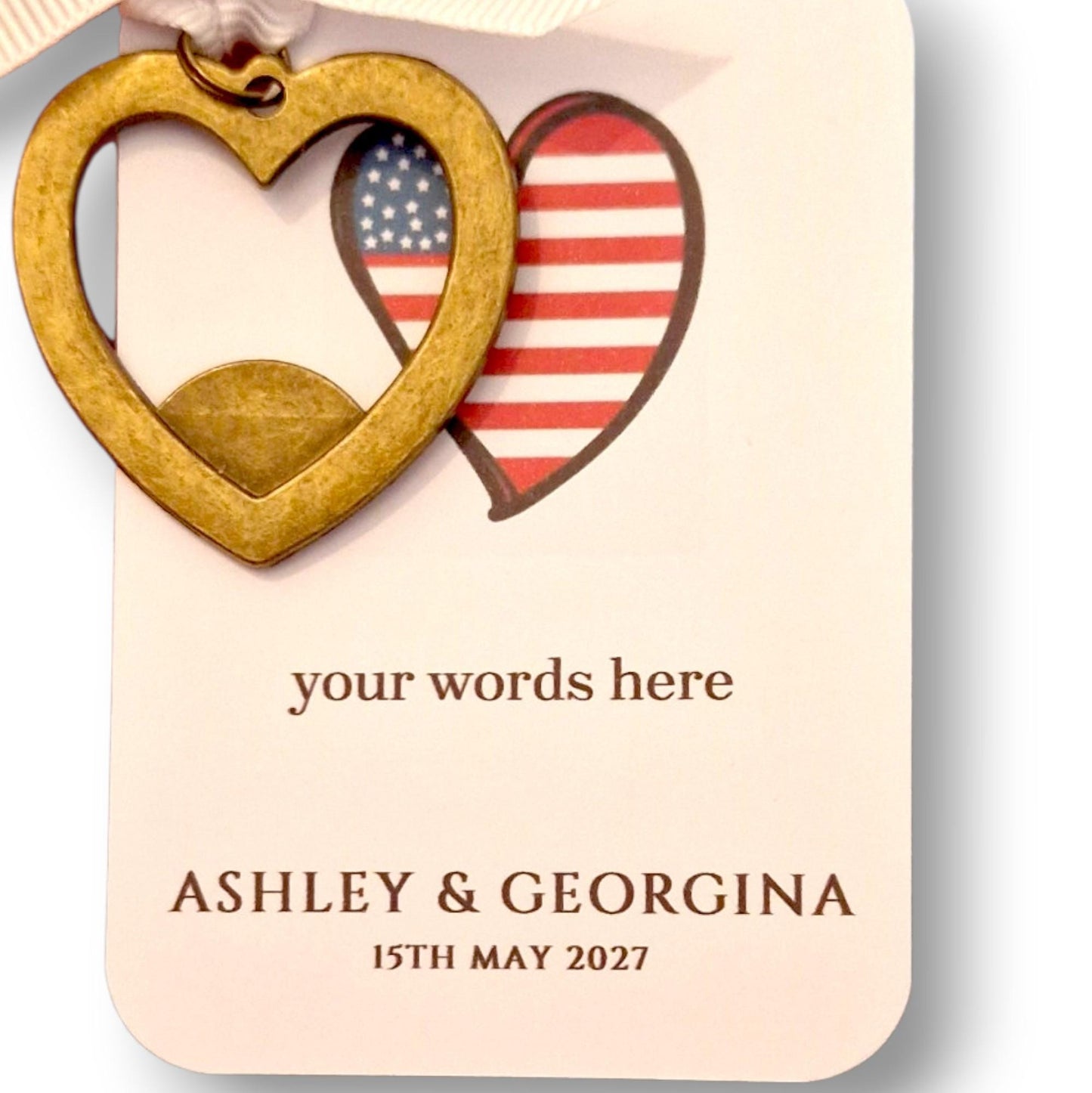 American Flag Heart Keyring Bottle Opener, USA Wedding Favour, Patriotic Party Favour, Heart Keychain Gift for Guests