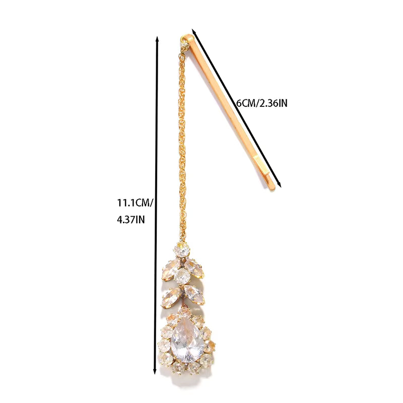 Fashion Indian Bridal Forehead Chain Headwear Wedding Accessories Elegant Headband Leaf Zircon Hair Chain Jewelry For Women