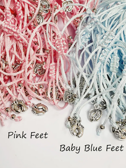Elegant Mini Baby Feet - Personalised Baby Shower Wish Bracelet, Mummy to Be, Charm String Bracelet, Personalised Gift - CA16