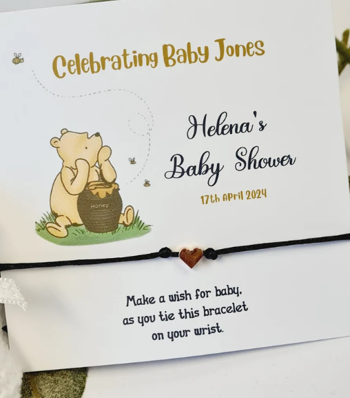 Winnie the Pooh | Teddy Bear | Wish Bracelet - Perfect Baby Shower Gift | New mum Gift | Mummy Gift | Charm Bracelet | Baby Sprinkle pt61