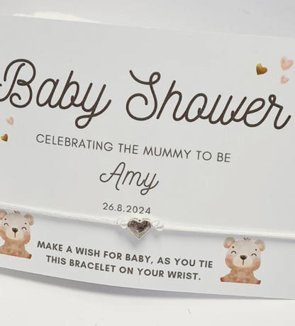 Cute Teddy Bear - Personalised Baby Shower Wish Bracelet, Mummy to Be, Charm String Bracelet, Personalised Gift - ted5