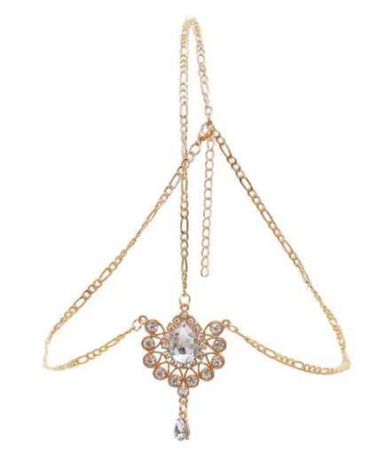 Gold Silver Color Rhinestone Bridal Forehead Head Chain Luxury Crystal Headpiece For Women Headbands Indian Wedding Hair Jewelry