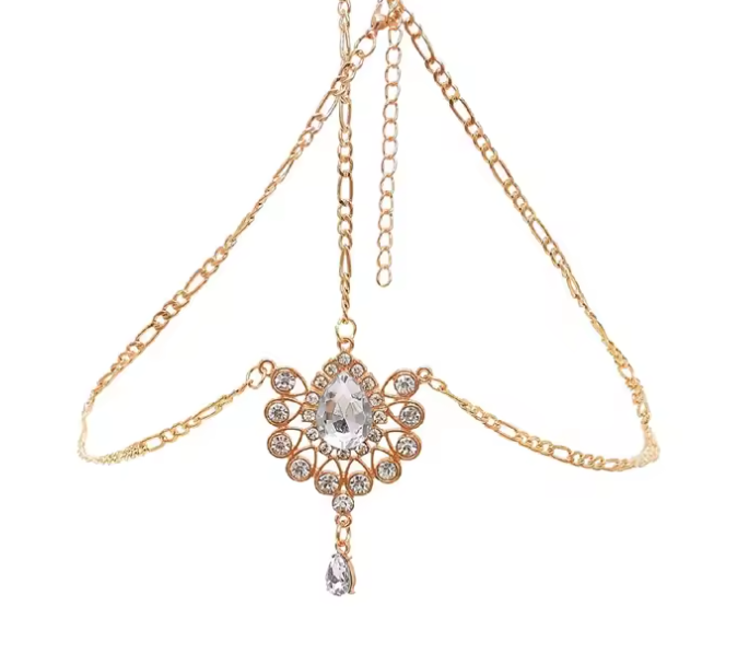 Gold Silver Color Rhinestone Bridal Forehead Head Chain Luxury Crystal Headpiece For Women Headbands Indian Wedding Hair Jewelry