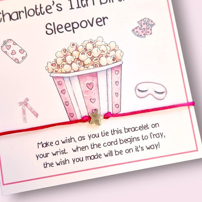 Sleepover Squad Birthday Wish Bracelet: Personalised Party Favour - Guest Gift - Friends