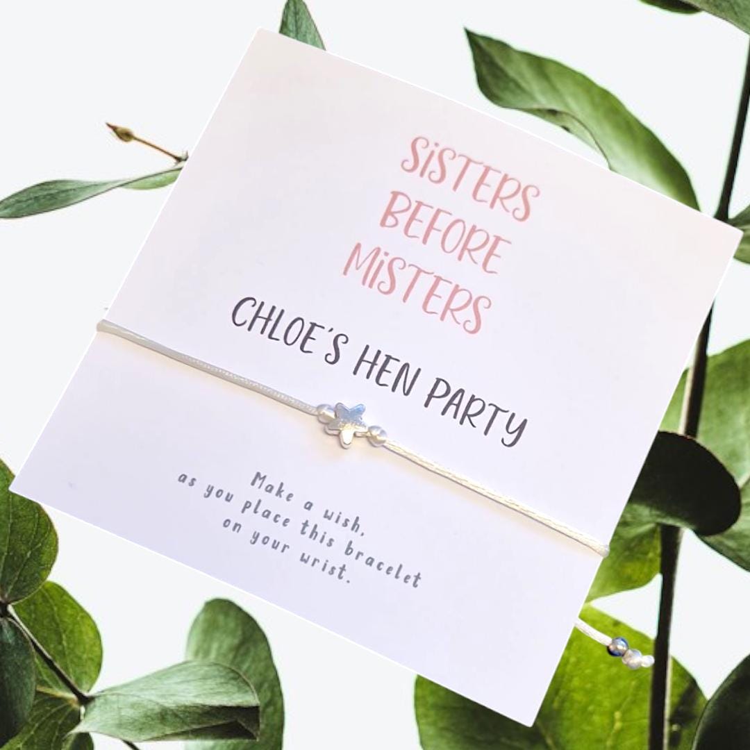 Sisters before Misters Hen Party I Team Bride I Bride Squad IWish Bracelets I Personalised I Goodie Bag Filler I Hen Weekend I Hen Do I sb4