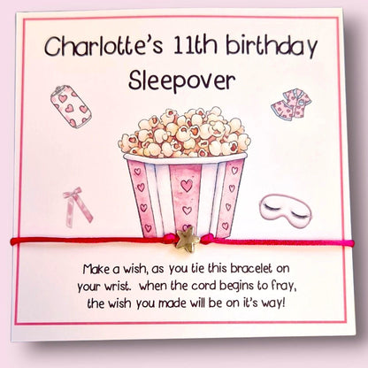 Sleepover Squad Birthday Wish Bracelet: Personalised Party Favour - Guest Gift - Friends