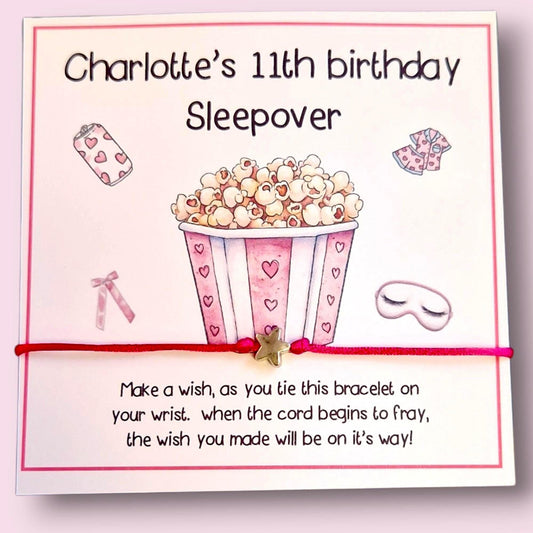 Sleepover Squad Birthday Wish Bracelet: Personalised Party Favour - Guest Gift - Friends