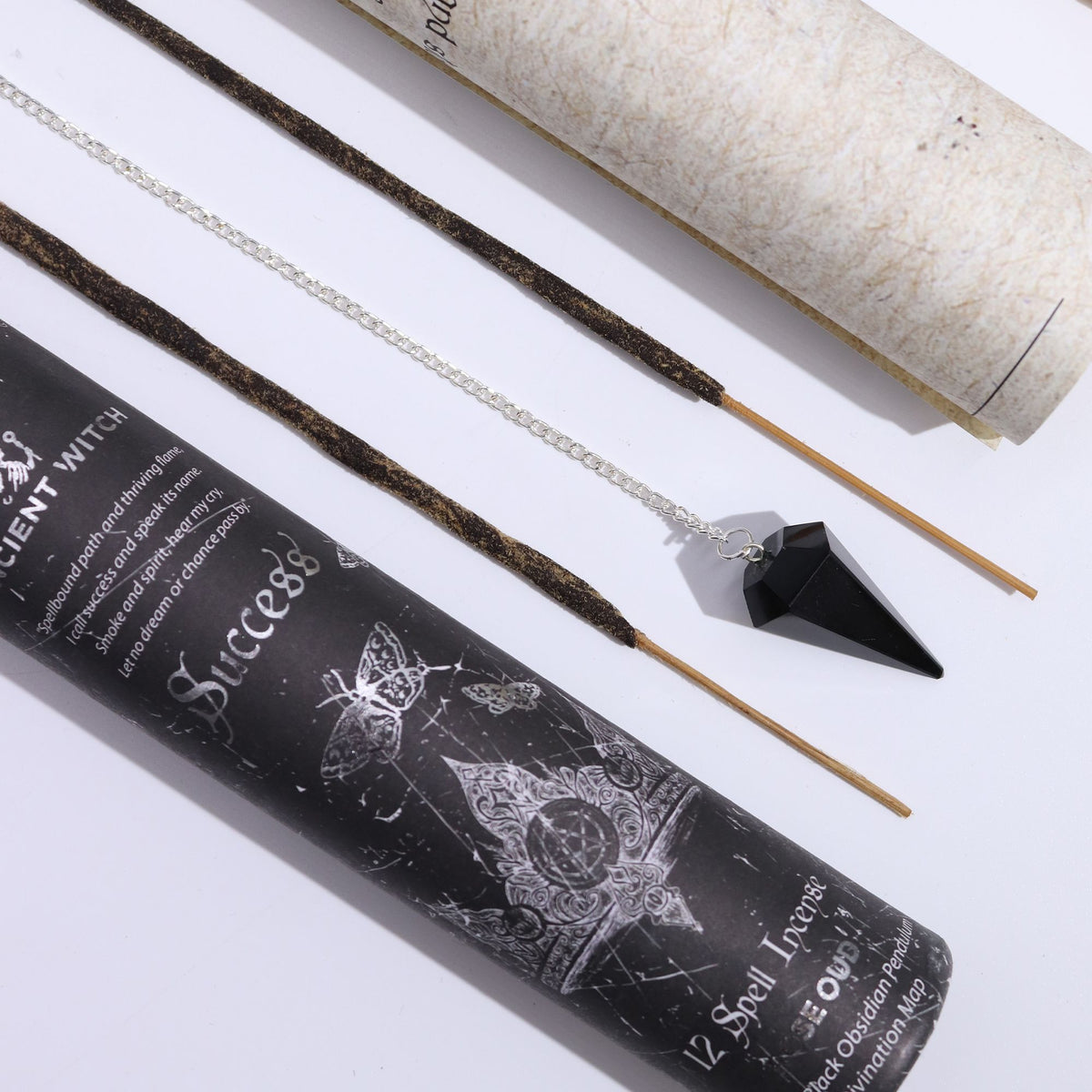 Ancient Witch Spell Incense - Success - Black Obsidian Pendulum