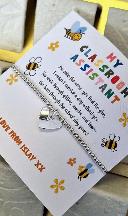 Personalized Silver Plated LSA Bracelet: Classroom Assistant Gift
