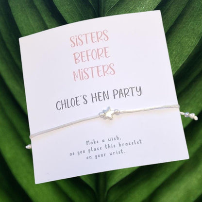 Sisters before Misters Hen Party I Team Bride I Bride Squad IWish Bracelets I Personalised I Goodie Bag Filler I Hen Weekend I Hen Do I sb4