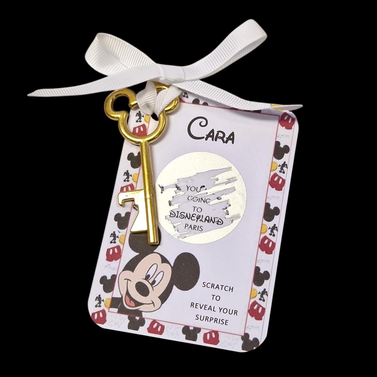 Disneyland Paris, Disneyworld, Surprise Reveal Scratch Off Metal Mickey Key Holiday Announcement,  Christmas, Birthday - Paris, Florida