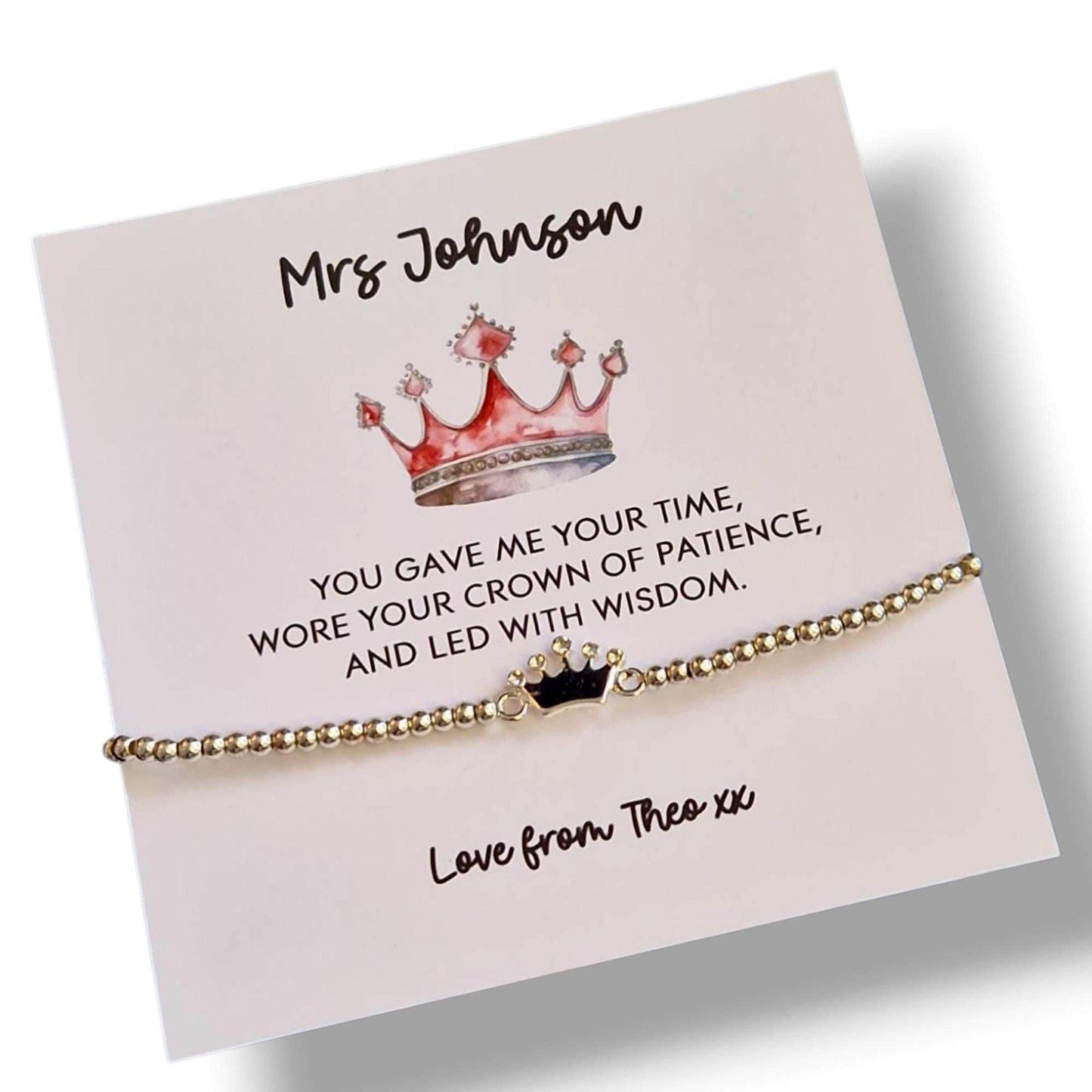 Personalized Teacher Thank You Gift: Silver Charm Bracelet