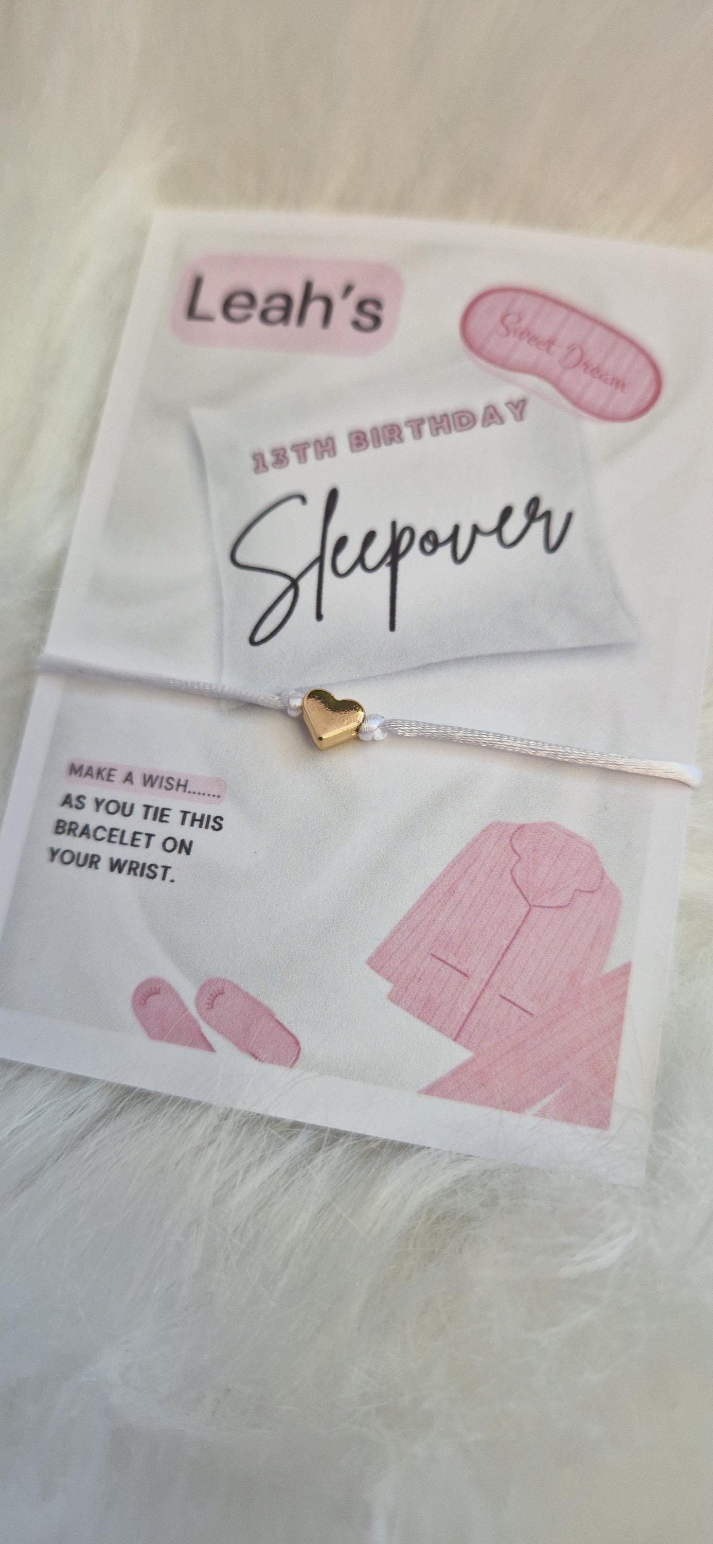 Sleepover - Pyjama Party I Slumber Party - Wish String Charm Bracelet - Party bag filler - Personalised - Any age - Biarthday SS7