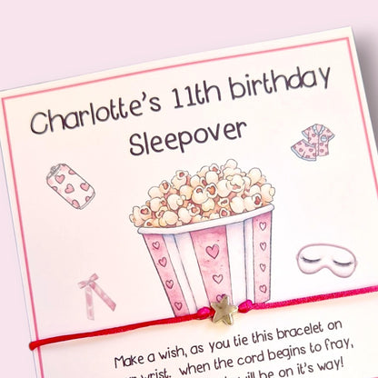 Sleepover Squad Birthday Wish Bracelet: Personalised Party Favour - Guest Gift - Friends