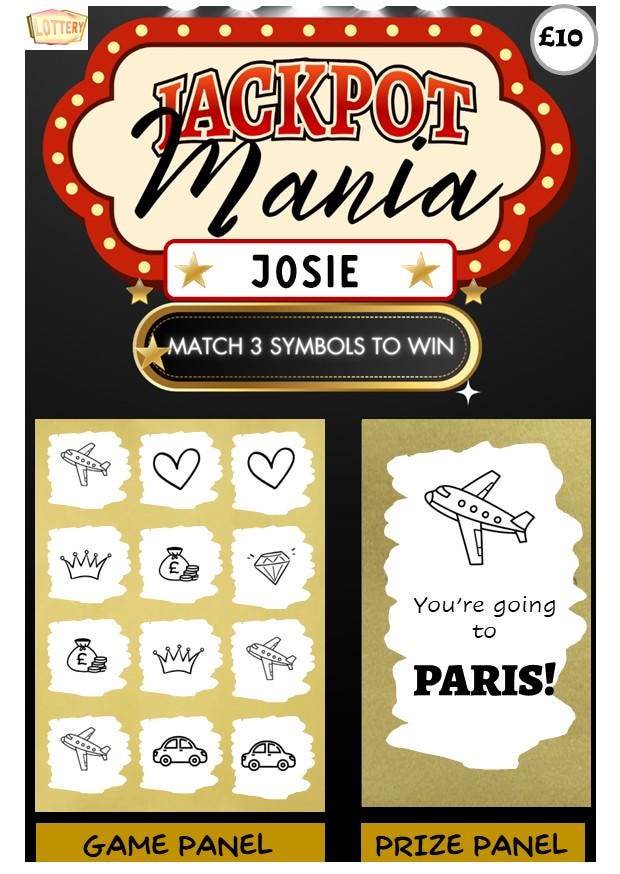 Surprise Reveal - Scratch Card: Holiday, Birthday, Concert Reveal Gift Personalised - Scratch to win