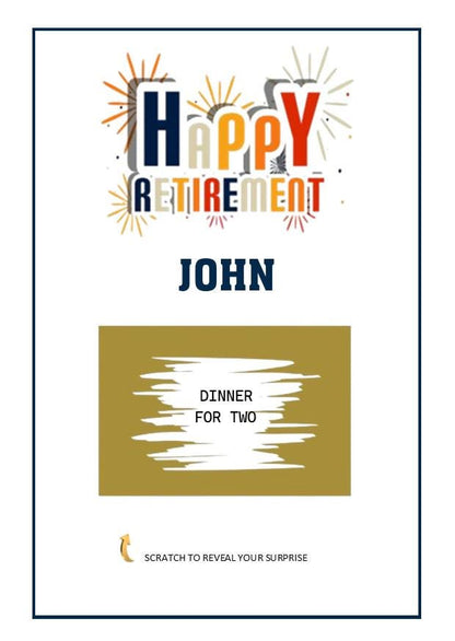Personalised Retirement Scratch Off Card: Surprise Reveal Gift